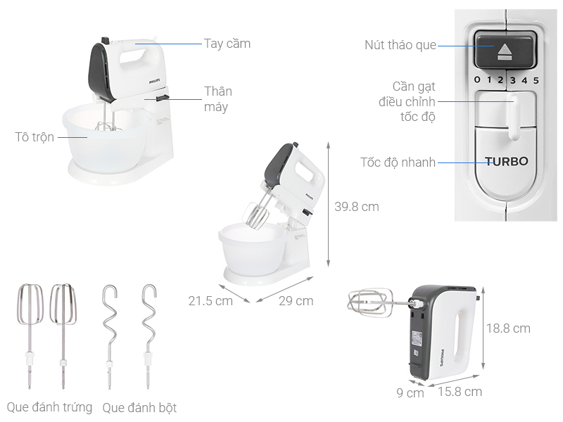 Máy đánh trứng Philips HR3745