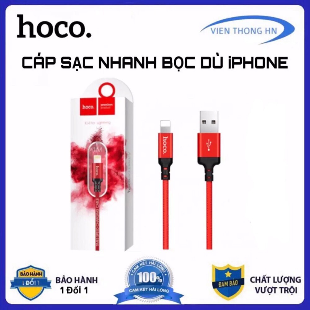 Dây sạc iphone Hoco x14 1m và 2m - Cáp sạc lightning cho IP 7 8 x 11 .. ipad [ MUA KÈM CỦ SẠC MIỄN PHÍ VẬN CHUYỂN ]