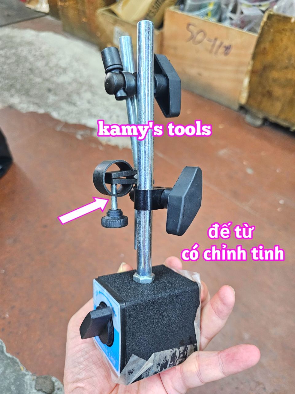Đồng hồ so 0-10mm và đế từ có chỉnh tinh