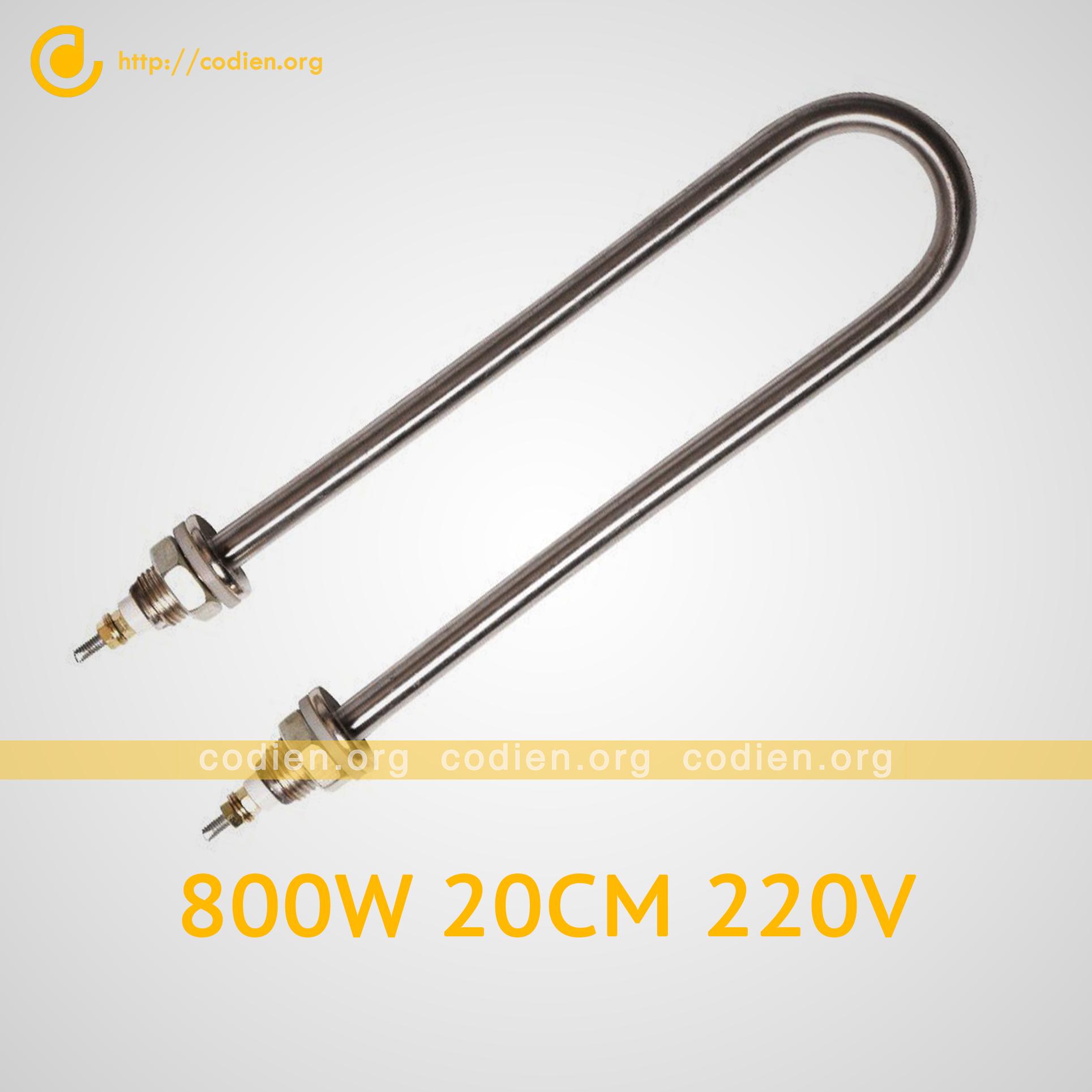 Điện trở nhiệt Thanh nhiệt đun nước Điện trở đun nước Inox chữ U đơn công suât 500W, 700W, 800W, 1KW, 1,5KW, 2KW chiều dài 20cm điện áp 220V