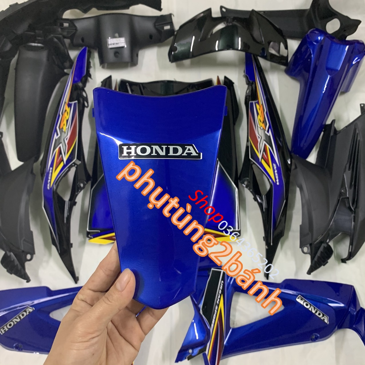 (Tặng Tem Xe ) Bộ dàn áo Wave RSX 100 siêu nhân / RSX 2008 -2009  màu XANH -nhựa nguyên sinh cao cấp