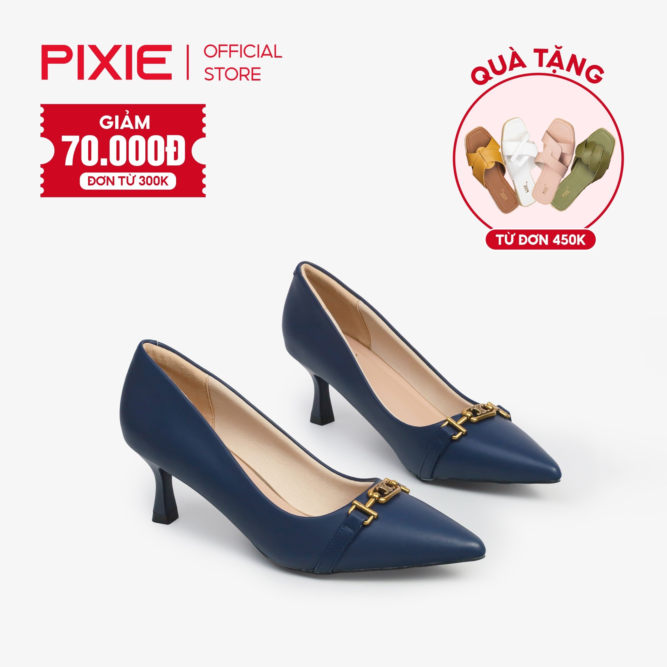 Giày Cao Gót 5cm Phối Khóa Pixie H204
