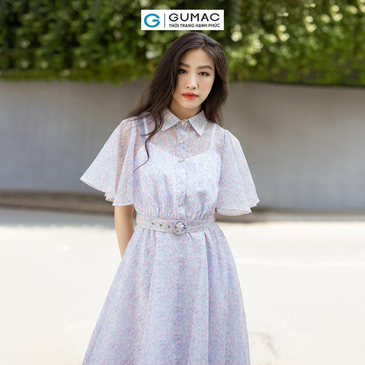 [15 - 17.6 |Voucher 8-15%] Đầm nữ dáng A xòe GUMAC DD08077 phối tay kiểu