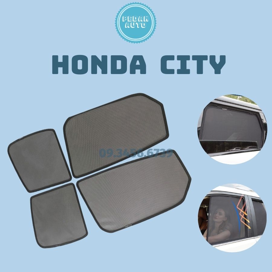 Che nắng nam châm cho xe City 2015 đến 2023 - Bộ 4 Tấm, Khung Rèm Tích Hợp Sẵn Nam Châm hít cực mạnh, lắp đặt đơn giản, che nắng hiệu quả