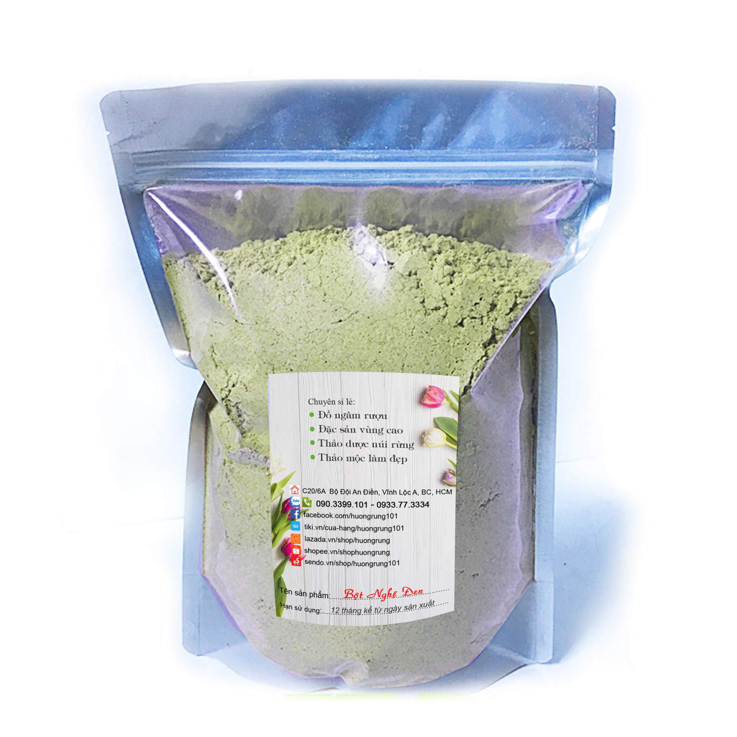 BỘT NGHỆ ĐEN 500g, tự nhiên, nguyên chất