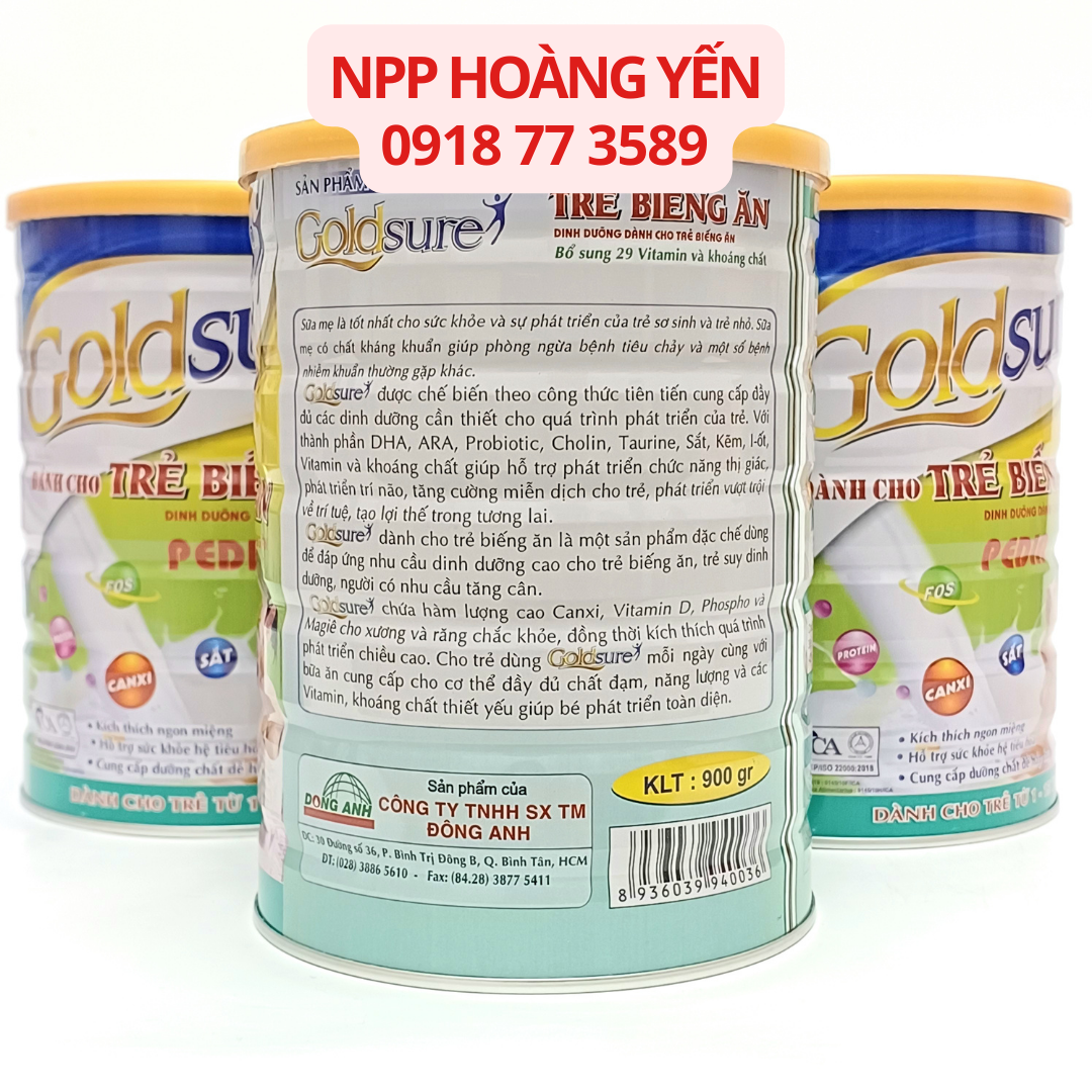 Sữa tăng cân GOLDSURE PEDIA NL cho trẻ biếng ăn 900g (có video)