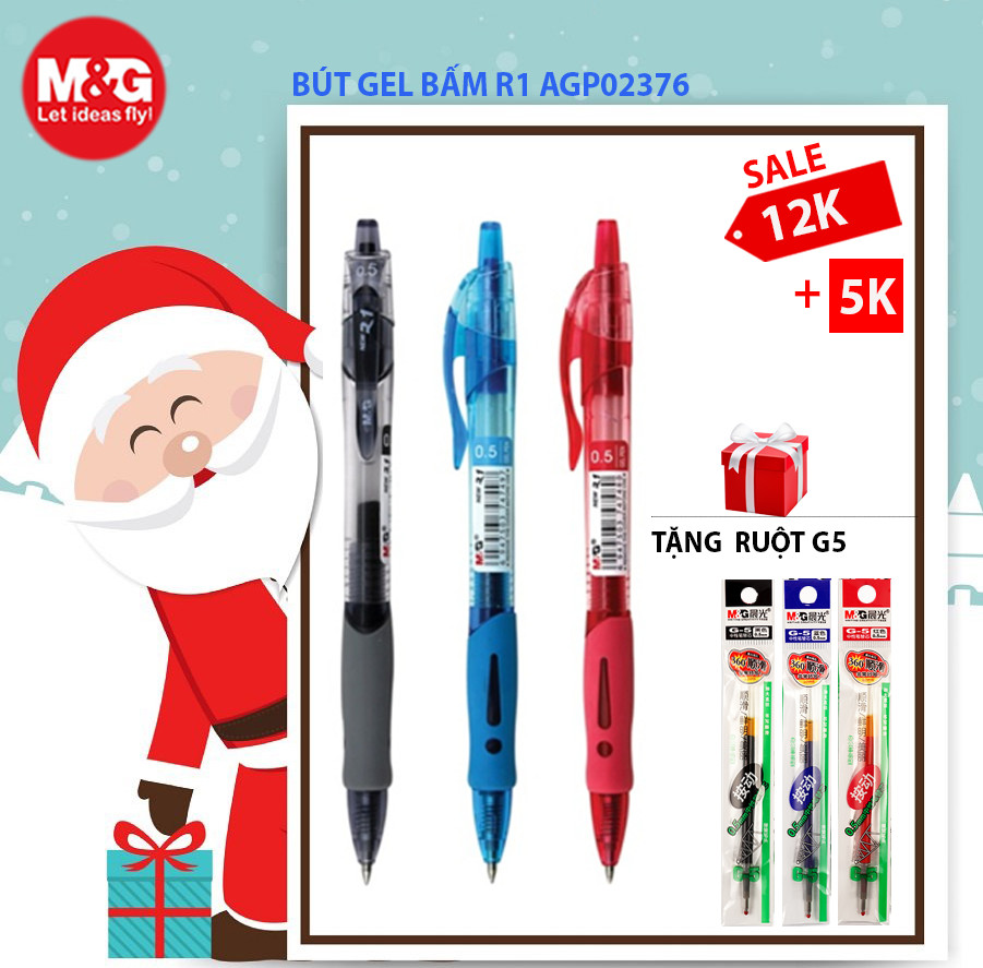 Bút Gel bấm R1 AGP02376 0.5mm. Bút nước học sinh, mực nhanh khô sản phẩm bút Gel bấm bán chạy toàn cầu của M&G Vpp Sáng tạo quà tặng kèm đơn Cứ mua là có quà