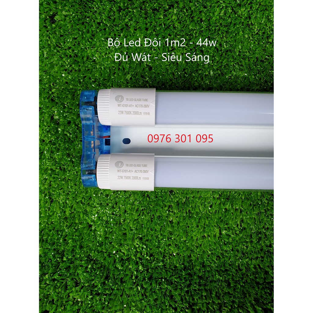Bộ Led Đôi 1M2 - 44W (Đủ Wát) - (1 Máng Led & 2 Bóng 22W) - Đèn Led Thiên Vân