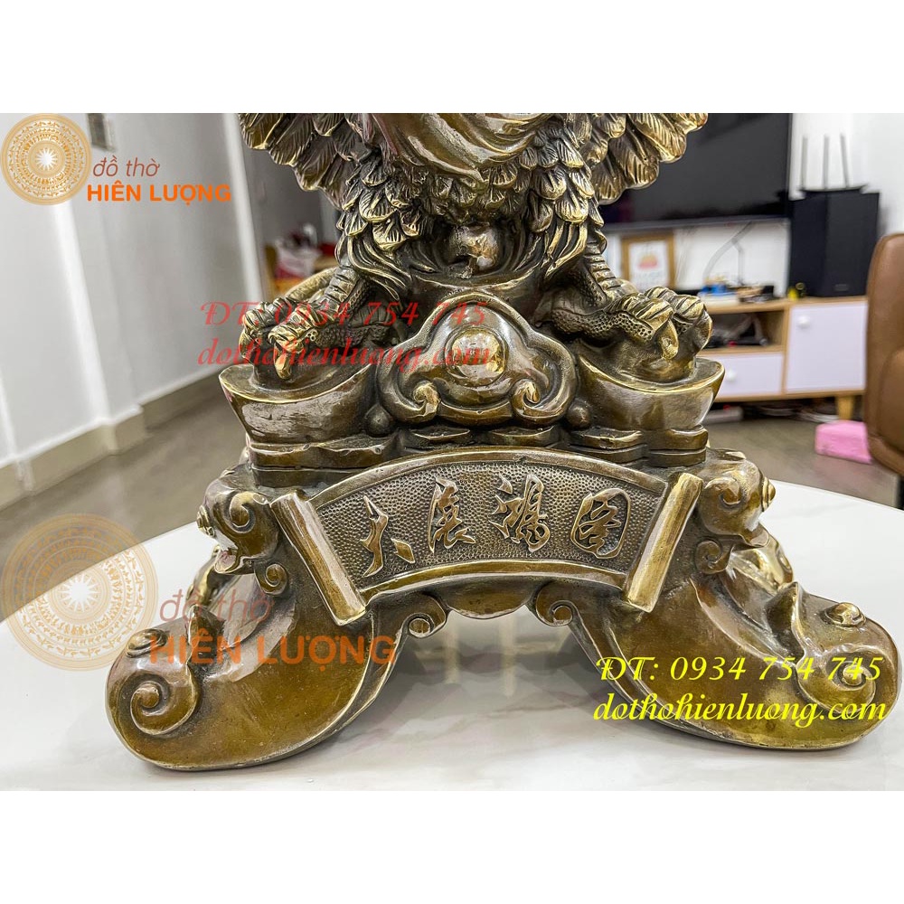 Đại bàng tung cánh bằng đồng màu nâu giả cổ, Đại triển hồng đồ (DxRxC 38x20x45cm nặng 8,5kg )