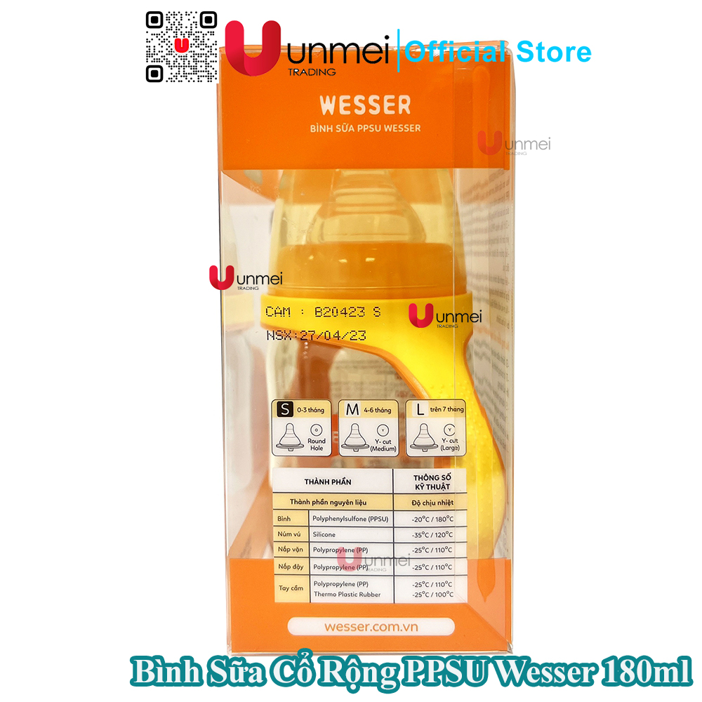 Bình Sữa CỔ RỘNG Wesser PPSU 180ml