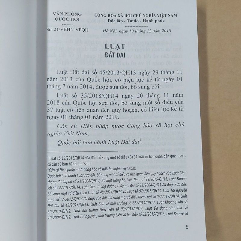 Sách - Luật Đất đai (Sửa đổi bổ sung năm 2018)