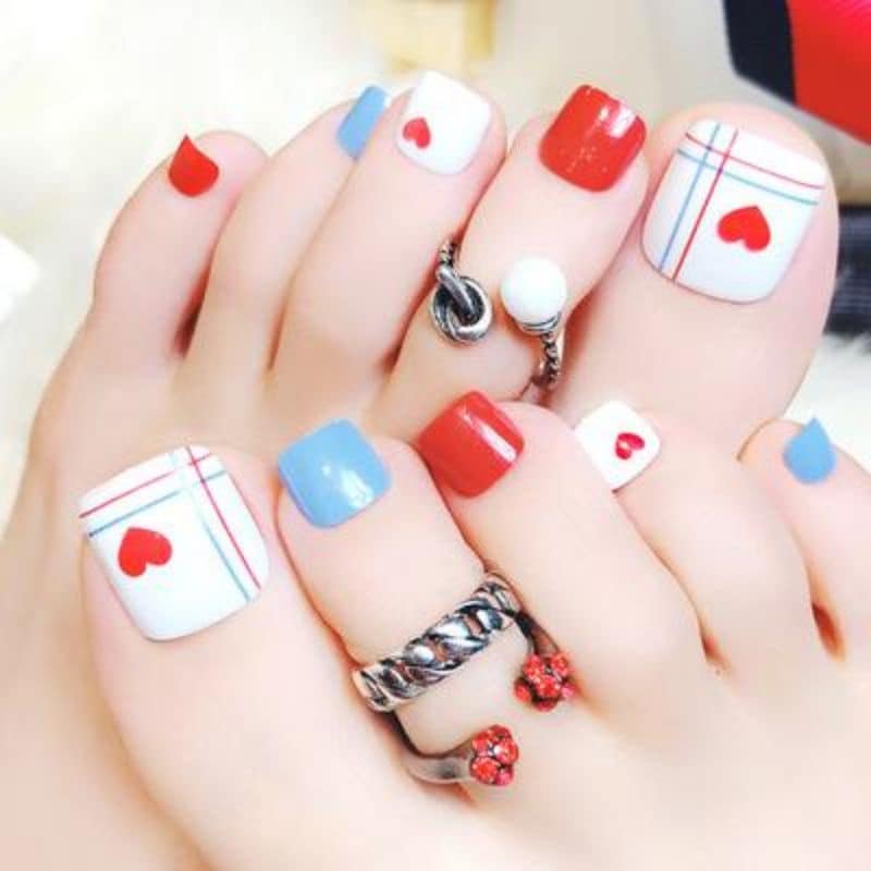Bộ 24 Móng chân giả , nail giả C30 ( kèm keo dán móng )