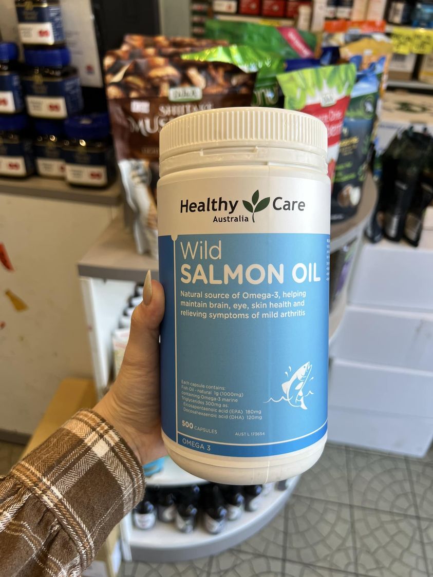Viên uống dầu cá hồi tự nhiên Healthy Care Wild Salmon Oil 1000mg 500v