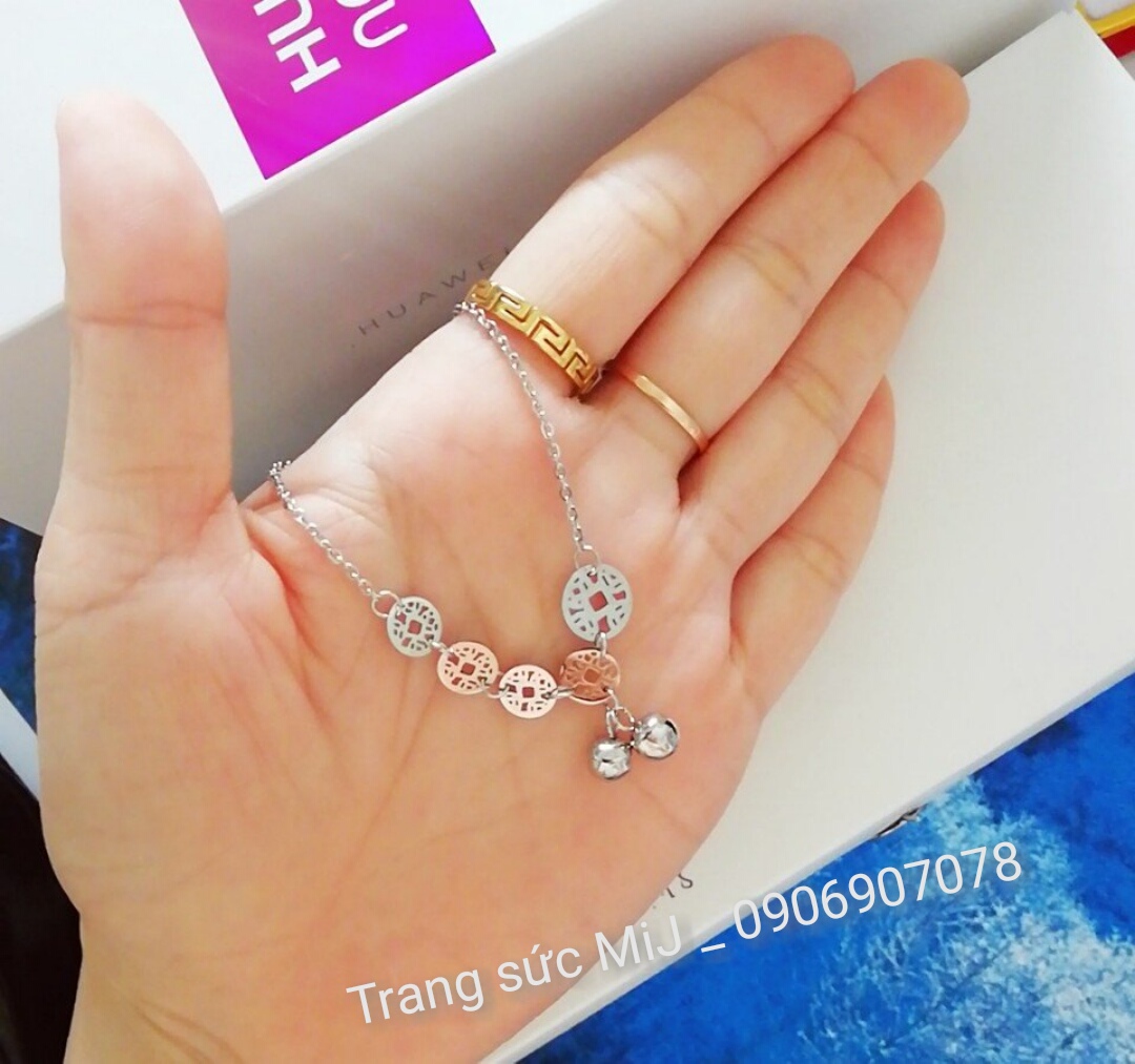LẮC CHÂN TITAN NỮ CAO CẤP KHÔNG GỈ TRẮNG & VÀNG