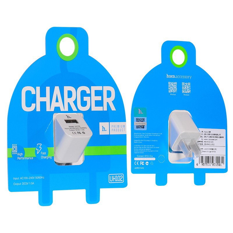 Củ Sạc HOCO UH102  Cao Cấp - Hỗ Trợ Sạc Nhanh 5V/1A