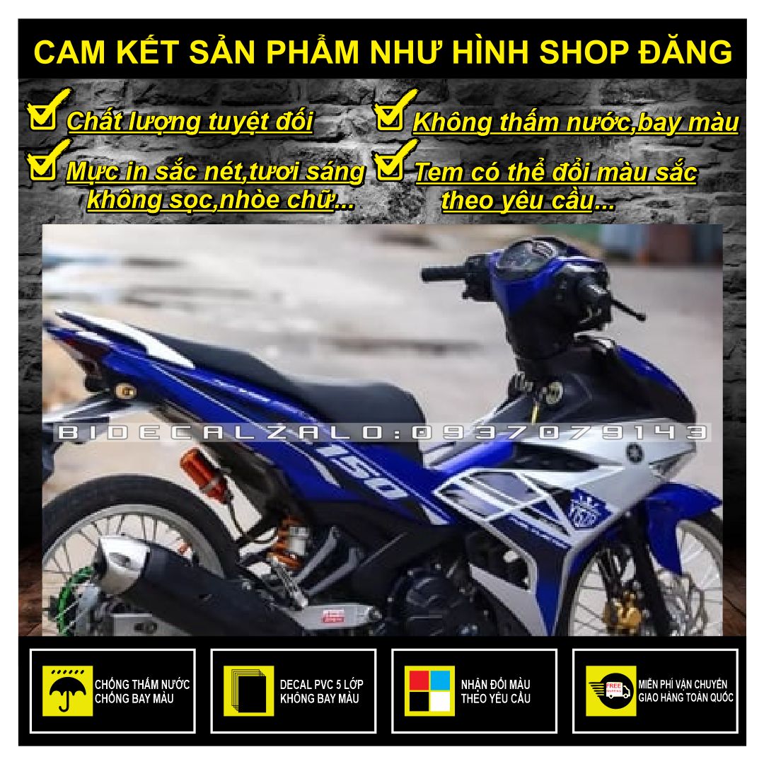 Tem rời exciter 150 y15zr phối màu bạc xanh gp