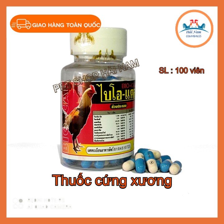 Thuoc ga da BiO Cal Thái Lan [lọ 100 viên] bồi bổ gân gối,xương khớp hiệu quả,phục hồi cơ gân gà đá.