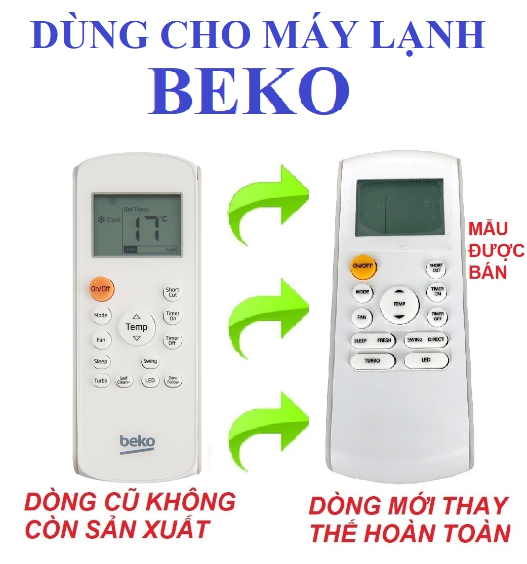 Remote điều khiển máy lạnh beko mẫu 1 - điều khiển điều hòa beko