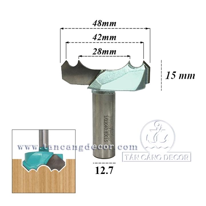Mũi Router Tideway Đánh Chỉ Bánh Xe D48 mm Cốt 12.7 mm