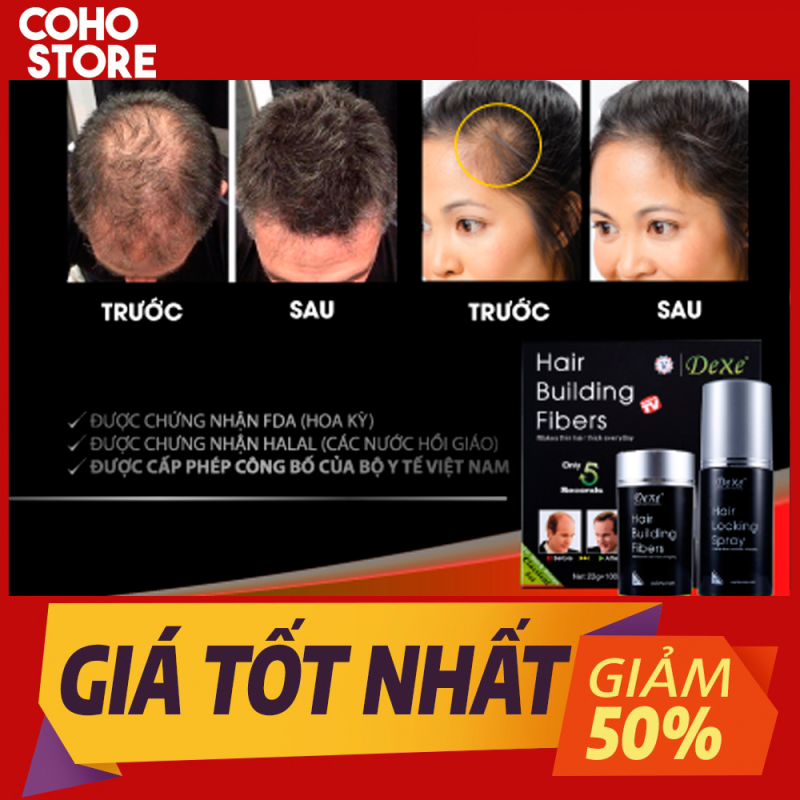 Chống hói/ Make up che hói/ Làm dày tóc  trong 5 giây Dexe ( 1 hộp gồm 2 chai 22g và 100ml)