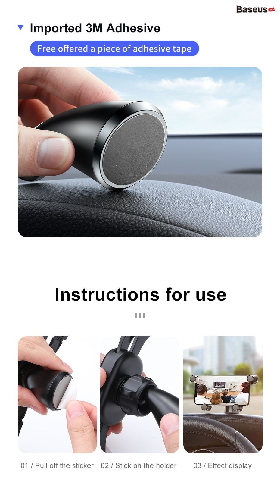 Bộ đế giữ điện thoại trên ô tô Baseus Horizontal Screen Gravity Holder