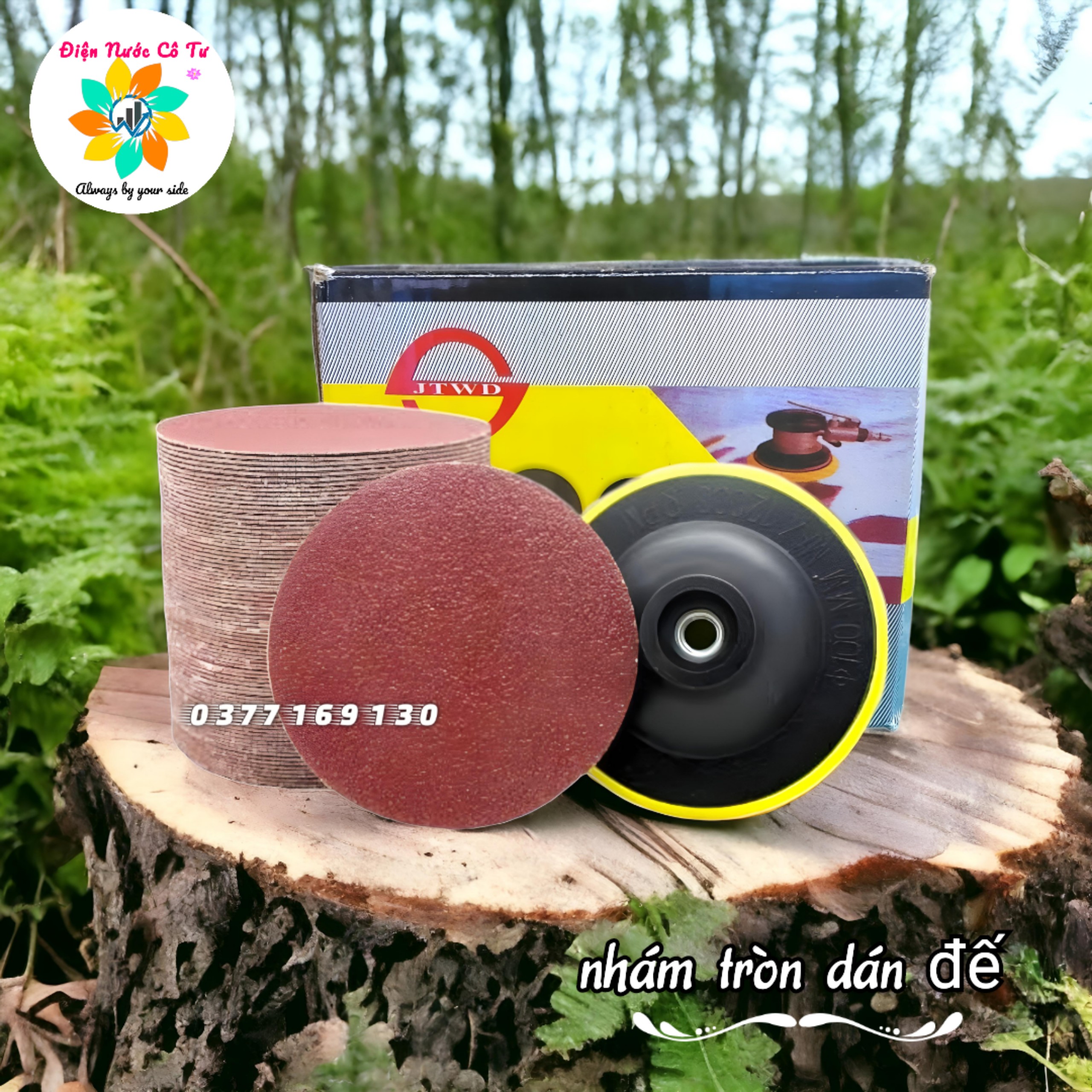 5 miếng giấy nhám tròn, nhám dán máy chà gỗ, tường, sắt 100mm