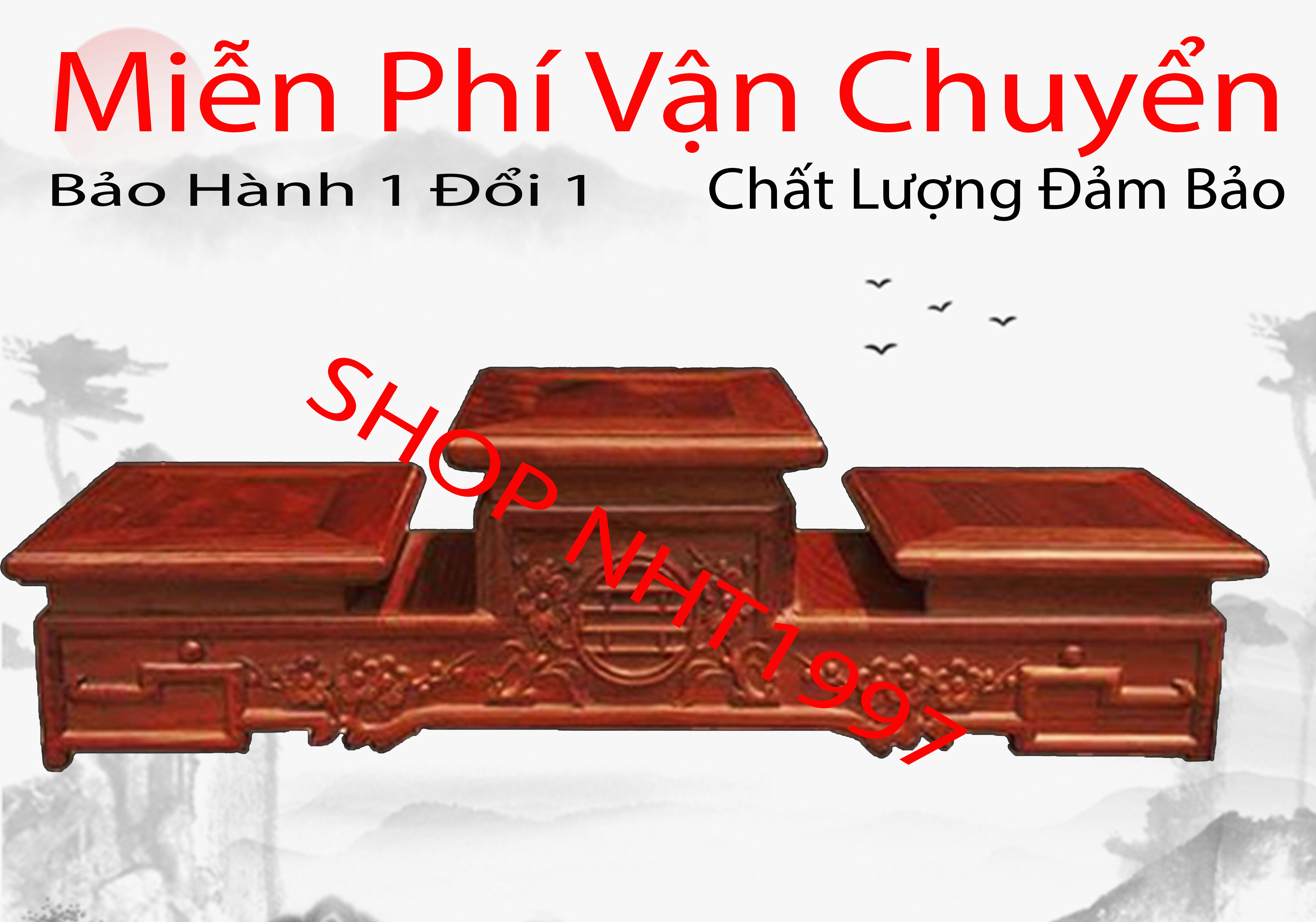 Tam sơn gỗ hương Đế tam kê bát hương Tam cấp thờ