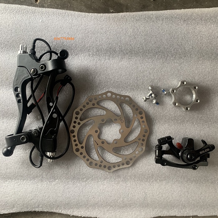 Combo tay phanh điện, phanh đĩa 140mm , củ phanh đĩa và vòng ren bắt phanh đĩa chế xe scooter điện, xe lăn điện, xe 3-4 bánh