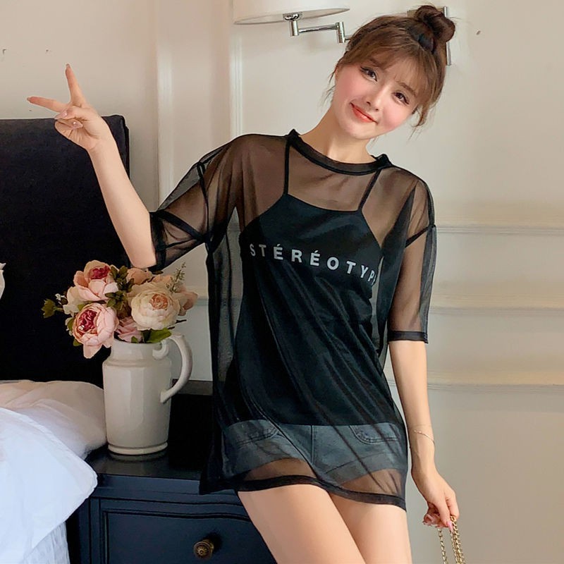 Áo lưới nữ form rộng thời trang phong cách