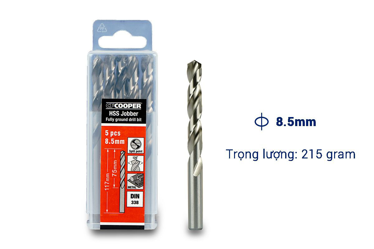 [HCM]Mũi khoan sắt HSS 85mm - hộp 5 mũi CFCooper - MH085