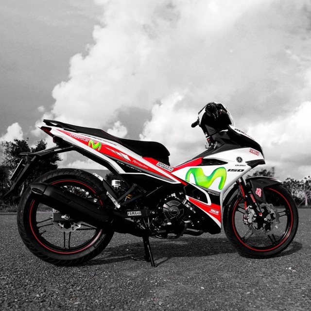 Tem rời exciter 150 Movistar trắng đỏ