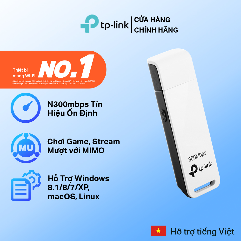 Bộ Chuyển Đổi USB Wifi TP-Link TL-WN821N Chuẩn N 300Mbps - Hãng phân phối chính thức