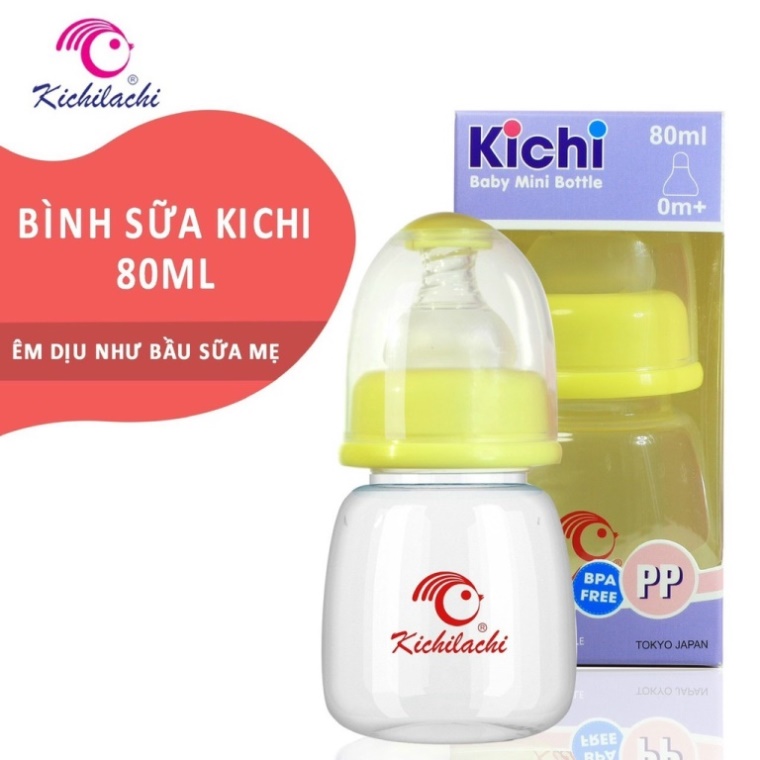 Bình sữa nhựa cổ hẹp 80ml không BPA Kichilachi Kichi K1015