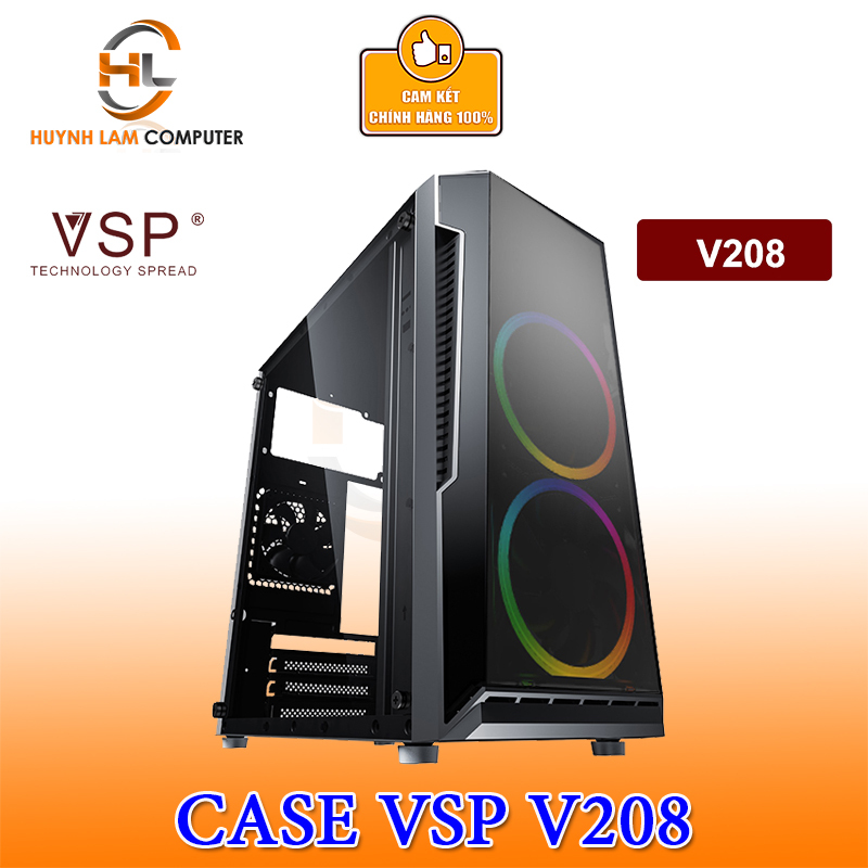 Bảng giá Thùng máy tính Case VSP V208 Gaming mặt hông mica Phong Vũ