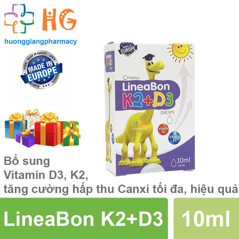 LineaBon K2+D3 - Bổ sung vitamin K2, D3. Tăng cường hấp thu canxi tối đa (Lọ 10ml)