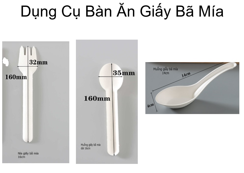 Muỗng giấy bã mía  (10 cái/ 1 túi)