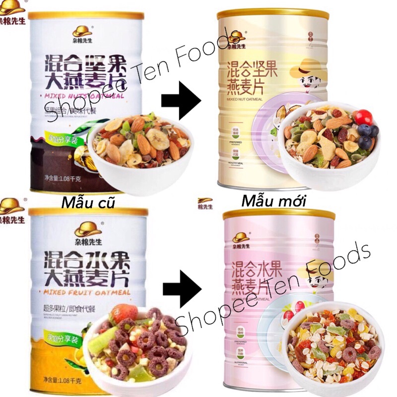 [ Có Sẵn, 1,08kg ] Ngũ Cốc mix hạt, hoa quả Mixed Nuts Oatmeal