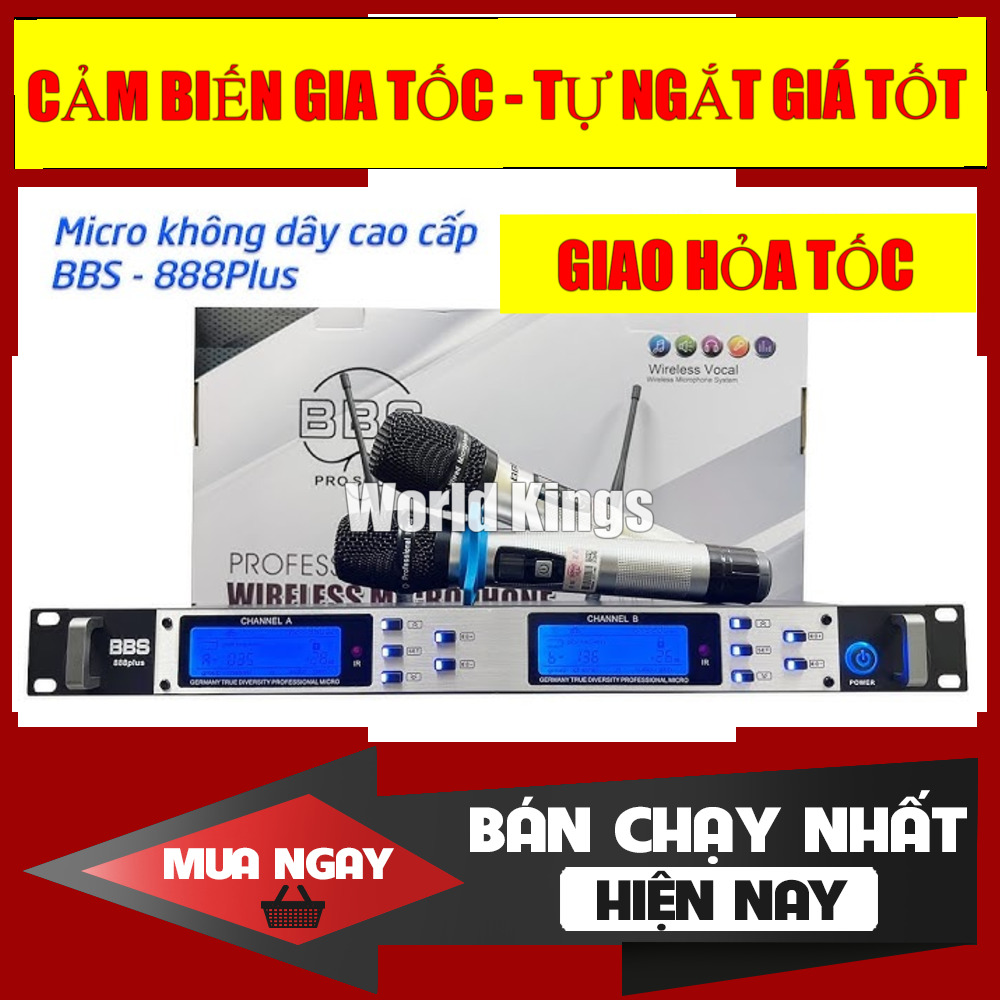 Micro không dây bbs 888 plus chính hãng, micro karaoke gia đình, sân khấu, trọn bộ 2 mic bắt sóng cực khỏe, chống rú/rít cực tốt karaoke hát nhẹ thu âm tôt phù hợp mọi loại dàn karaoke phòng trà quán hát, bh 1 năm