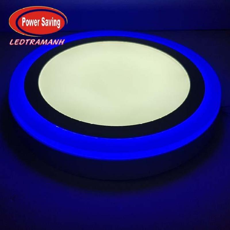 Đèn mâm led HG 24W nổi áp trần viền xanh dương 3 chế độ