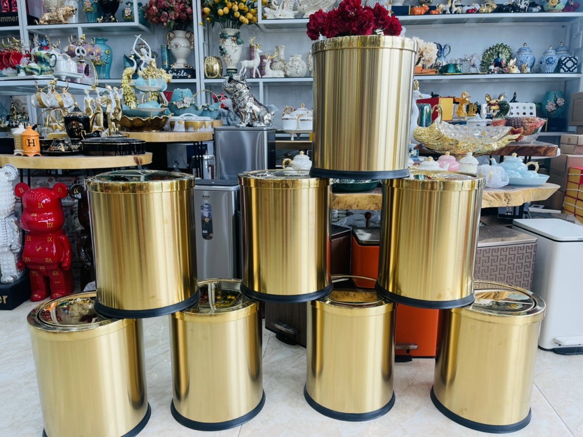 Thùng rác tròn inox giảm chấn cao cấp