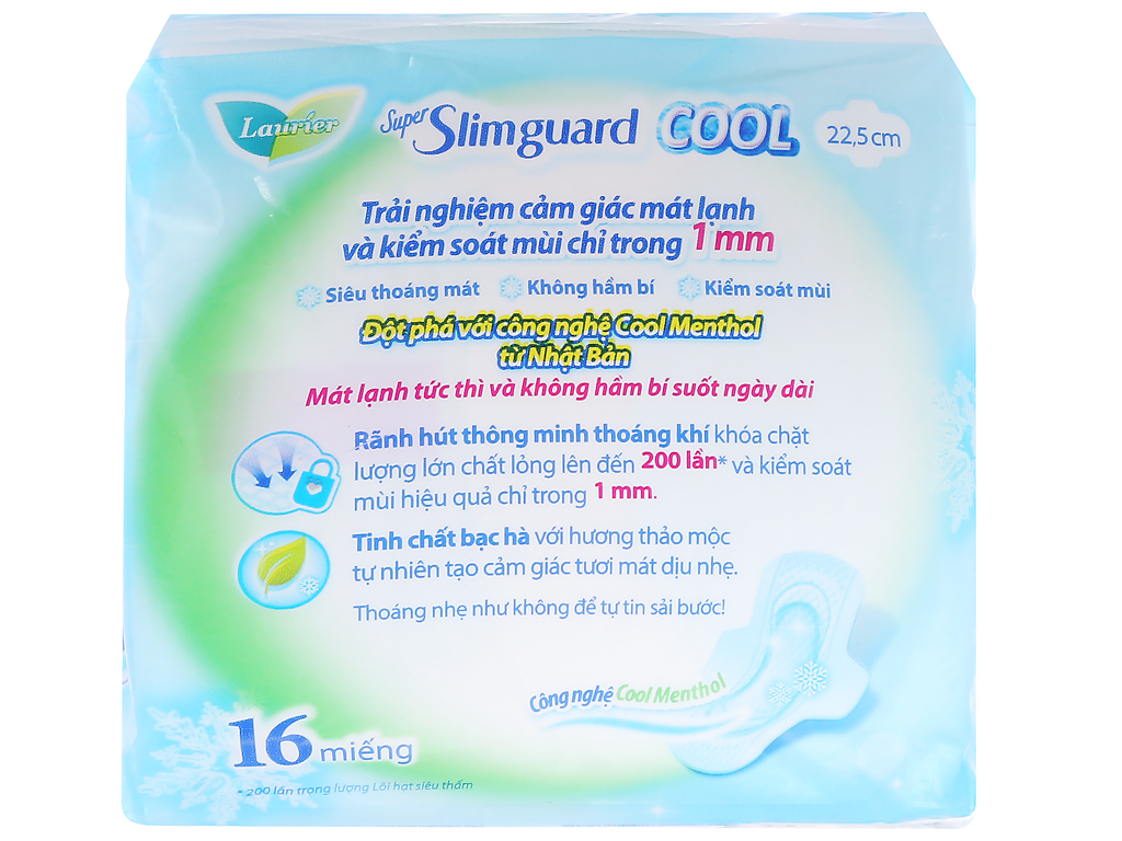 Băng Vệ Sinh Laurier Siêu Mỏng Mát Lạnh 22cm 16 Miếng