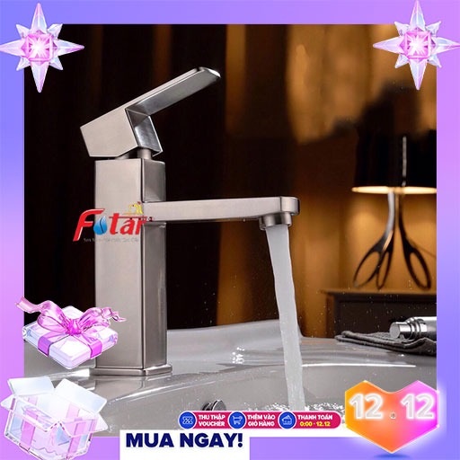 [HCM][RẺ VÔ ĐỊCH] Vòi Rửa Mặt Lavabo Vòi Lavabo Nóng Lạnh INOX 304 N3001 Fotar và 2 dây nóng lạnh VÒI LA VUÔNG inox 304 chống han gỉ