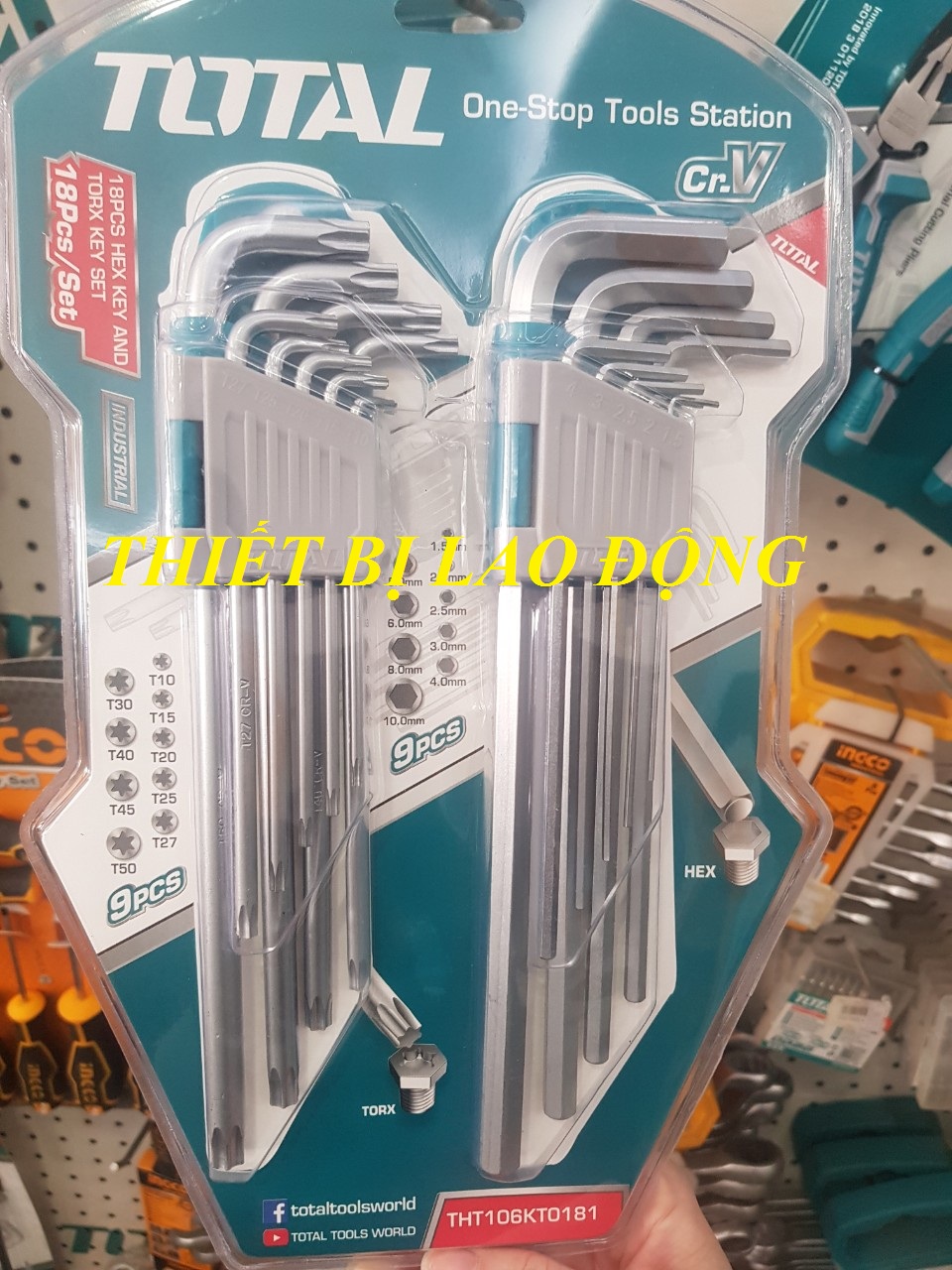 Bộ chìa lục giác bi và lục giác bông TOTAL THT106KT0181 Lục giác làm từ chất liệu Cr-V cao cứng cáp, chịu lực cao, sử dụng dễ dàng tiện lợi [CHÍNH HÃNG][THIẾT BỊ LAO ĐÔNG]