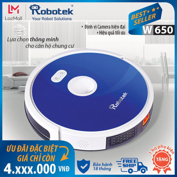 ROBOT HÚT BỤI LAU NHÀ ROBOTEK W650