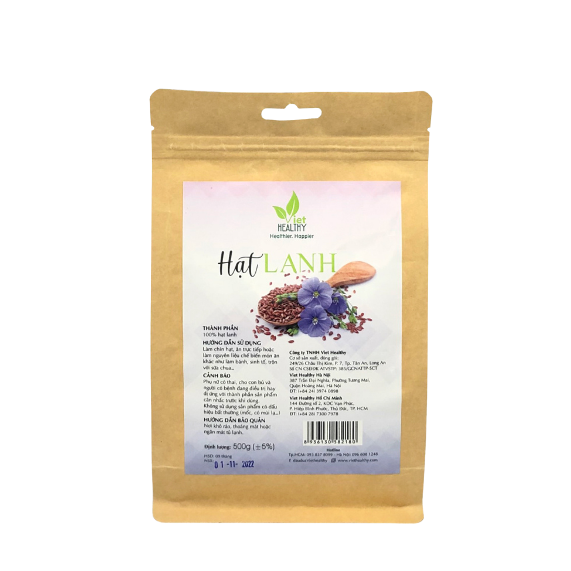 Hạt lanh túi 500gr Viethealthy