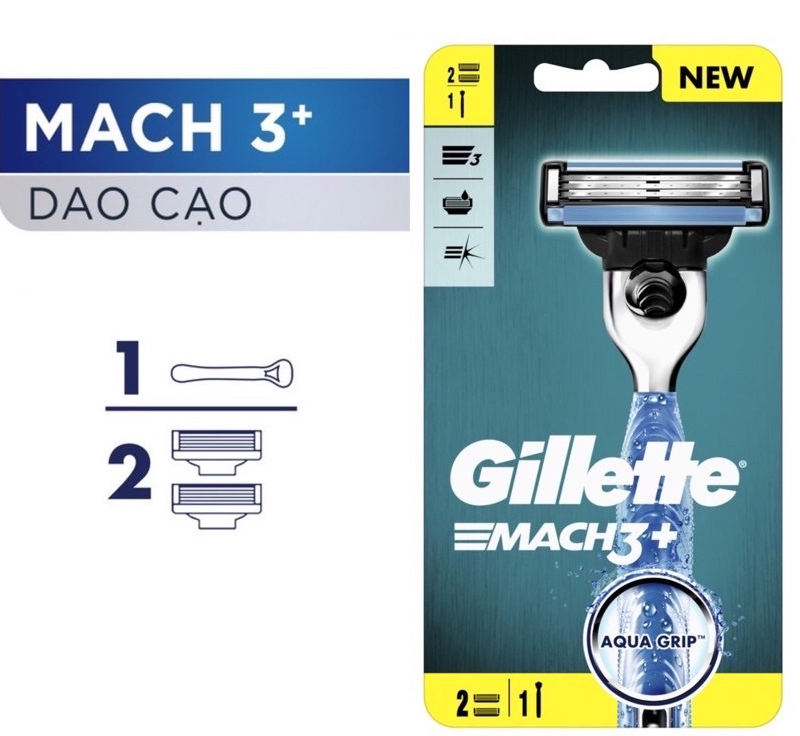 Bộ dao và lưỡi dao dạo Gillette Mach 3+ (khách tùy chọn lưỡi và cán)