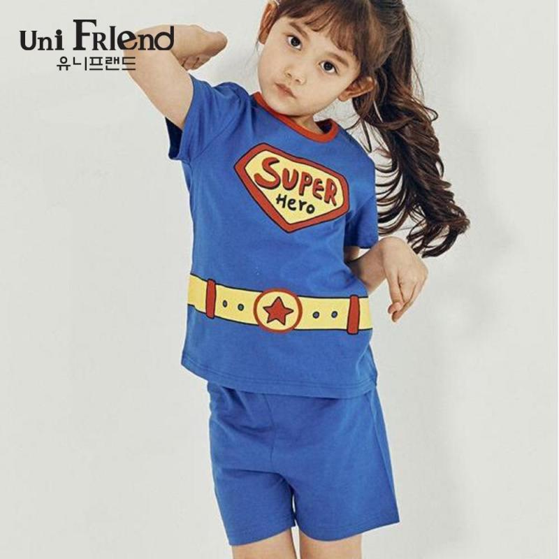 Nơi bán Đồ bộ mặc nhà bé gái Unifriend thun ngắn họa tiết super U9SSTS02
