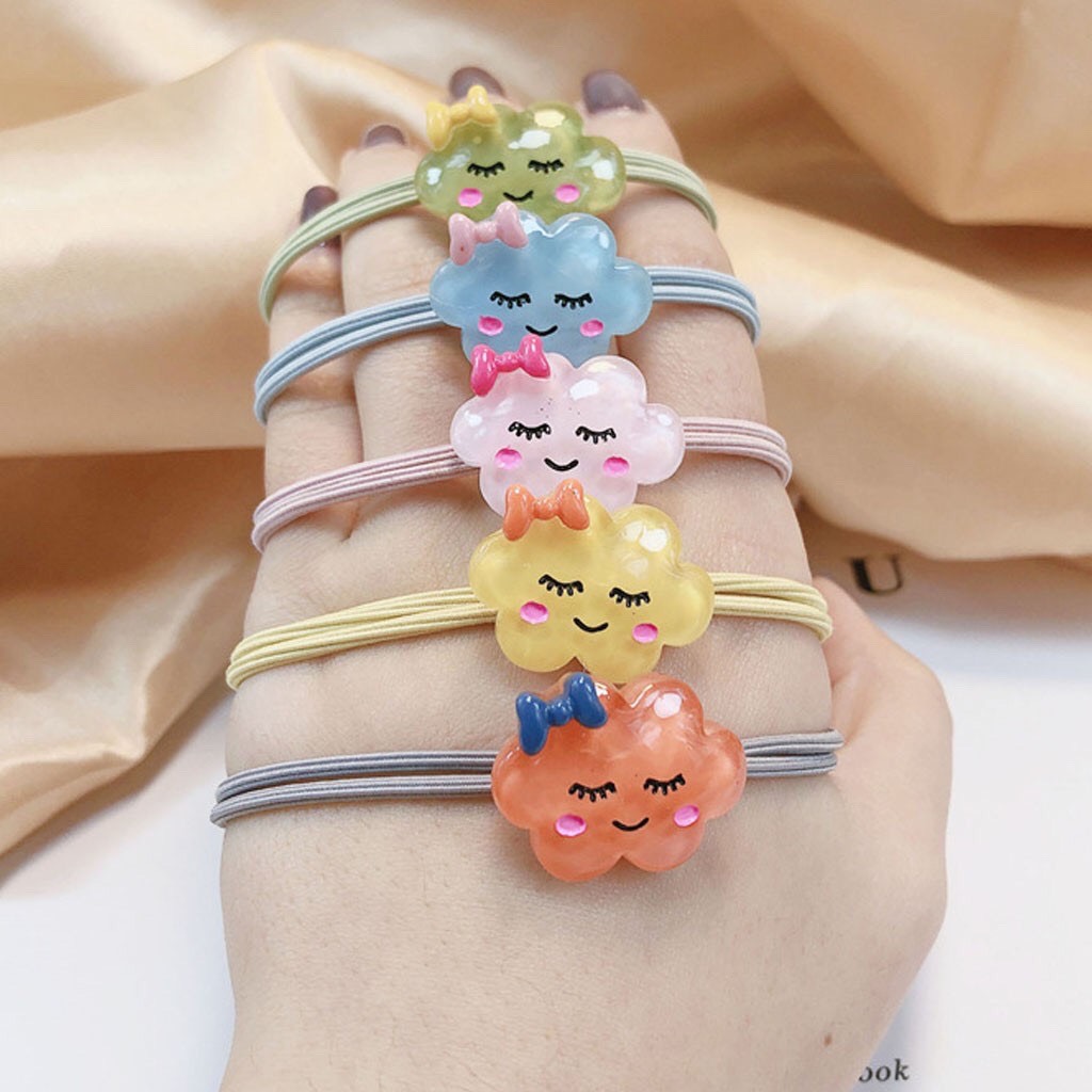 [HCM]Combo 5 Dây cột tóc hình đám mây trong suốt dễ thương