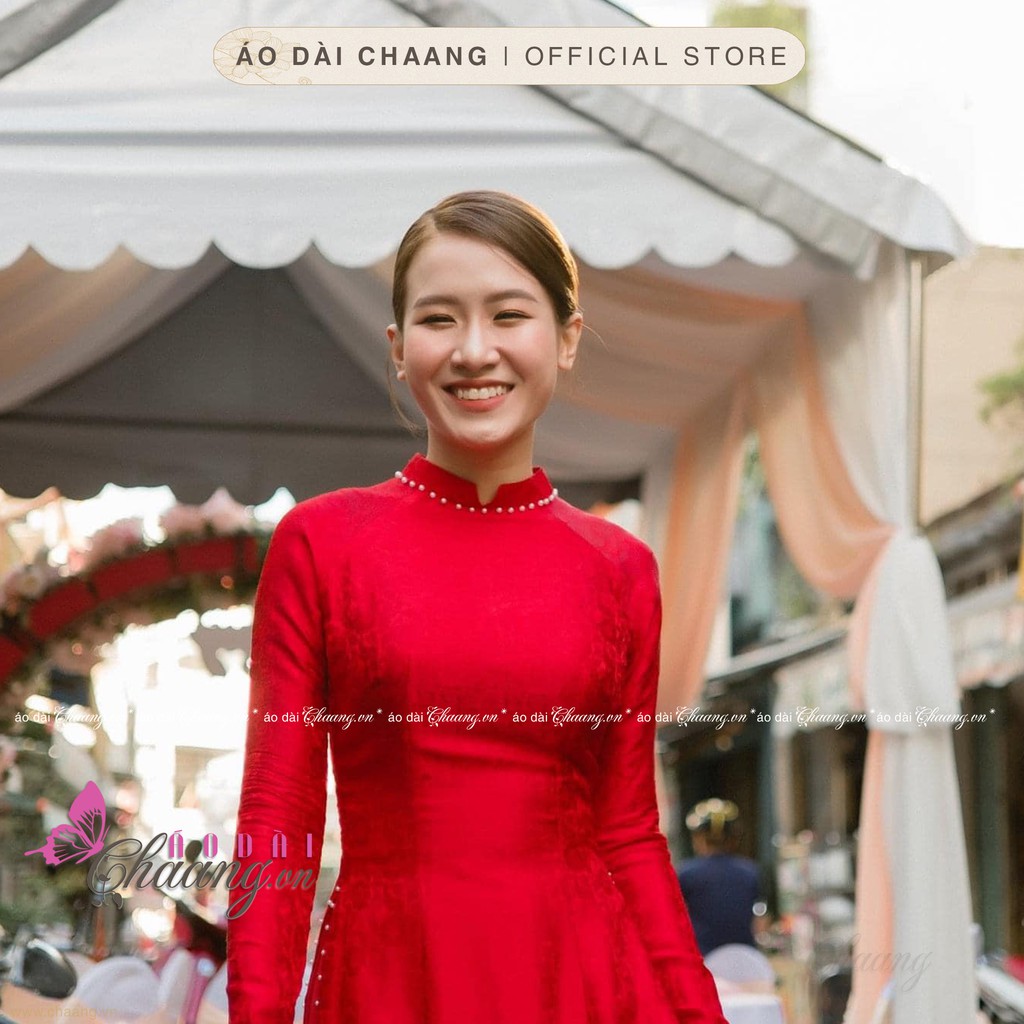 Bộ áo dài cưới áo dài cô dâu_Chaang_May sẵn áo dài truyền thống, áo dài gấm dự tiệc