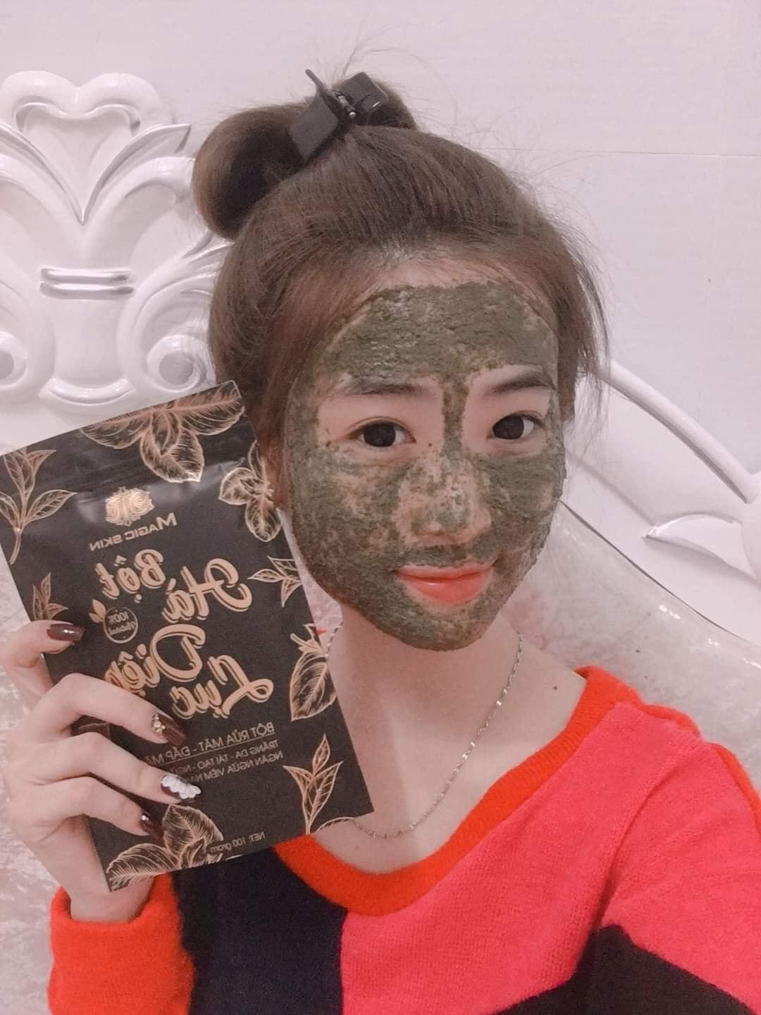 Bột rửa mặt - Bột hà diệp lục trắng da Magic skin
